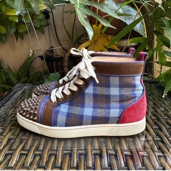CHRISTIAN LOUBOUTIN men’s Crosta Barbara Square Lou Spikes Orlato Flat Sneakers - Picture 3 of 8